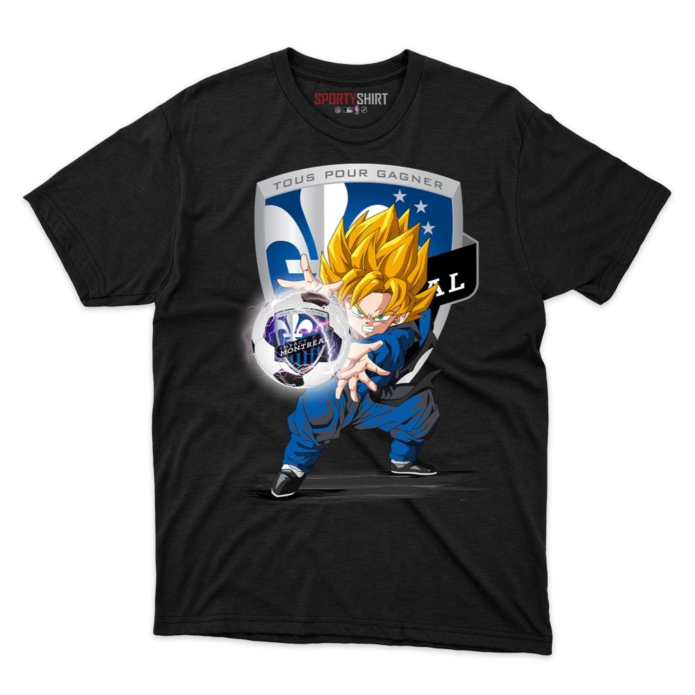 Montreal Impact MLS Goku Dragon Ball Z Unisex Cotton Tee, Anime Saiyan Graphic Shirt, Game Day Fan Gift