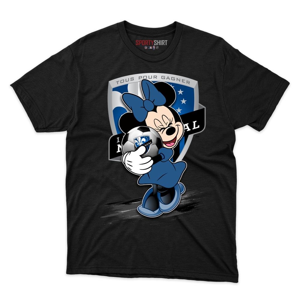 Montreal Impact MLS Minnie Mouse Unisex Cotton Tee, Disney Cartoon Bow Graphic Shirt, Game Day Fan Gift