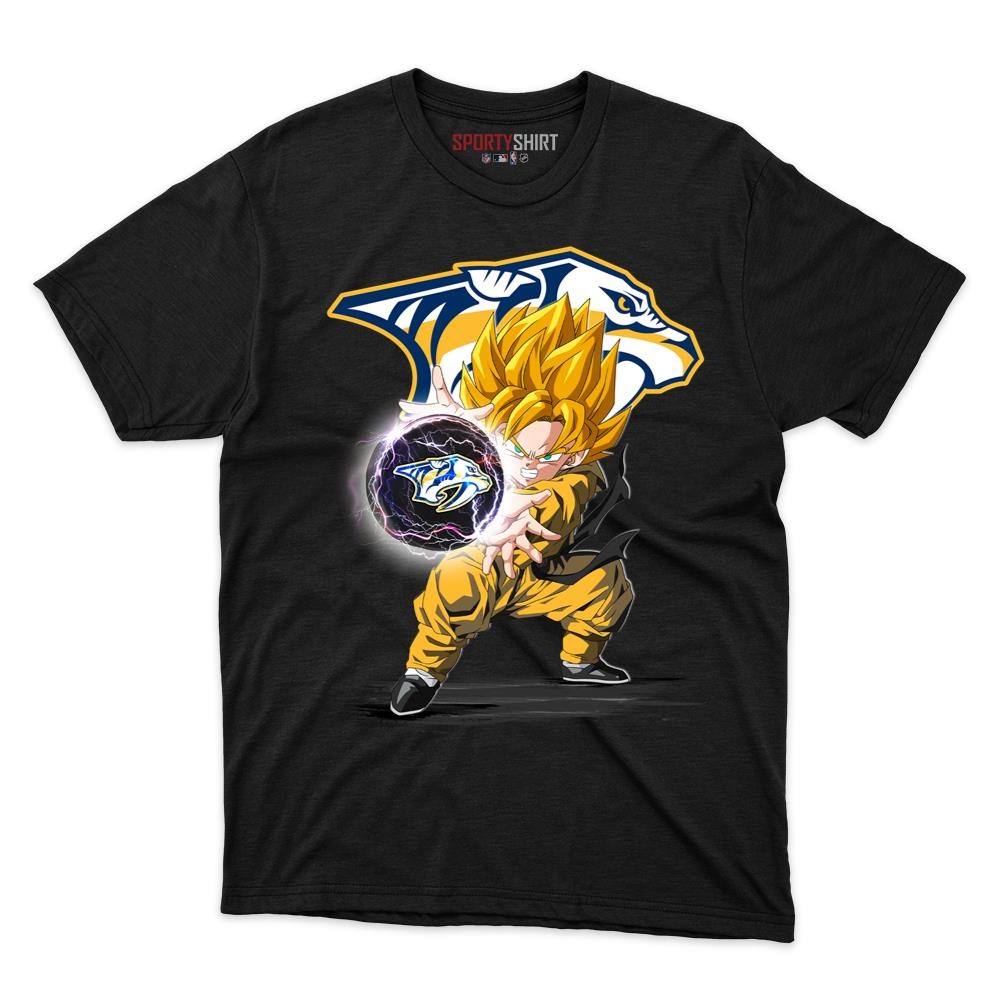 Nashville Predators Goku Dragon Ball Z Unisex Cotton Tee, Anime Saiyan Graphic Shirt, Game Day Fan Gift
