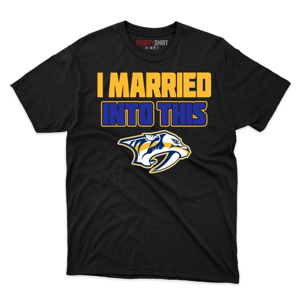 Nashville Predators I Married Into This Unisex Cotton Tee, Funny Fan Graphic Shirt, Game Day Gift for In-Laws - photo 1