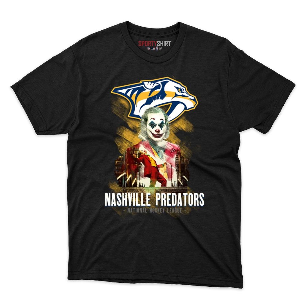 Nashville Predators Put On A Happy Face Joker Unisex Cotton Tee, Funny Fan Graphic Shirt, Game Day Gift