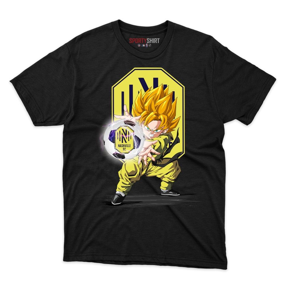 Nashville SC MLS Goku Dragon Ball Z Unisex Cotton Tee, Anime Saiyan Graphic Shirt, Game Day Fan Gift