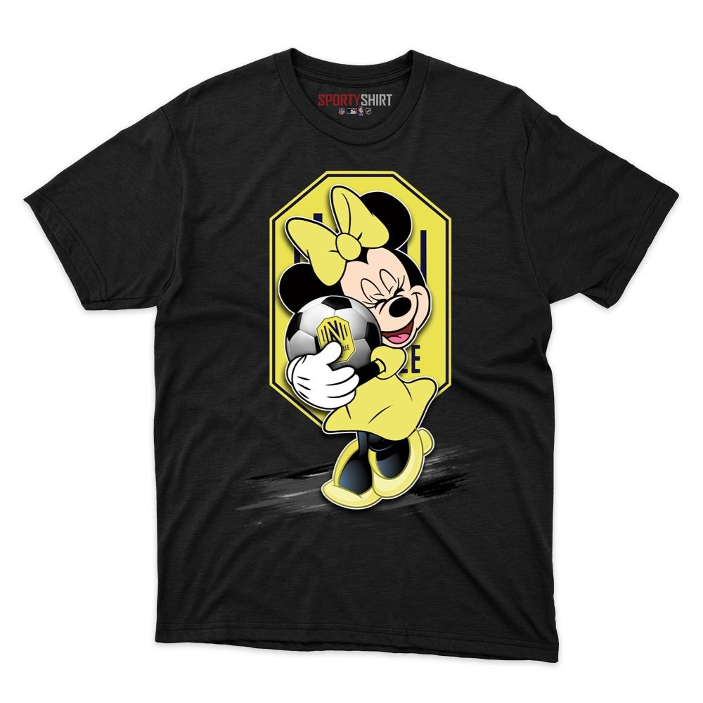 Nashville SC MLS Minnie Mouse Unisex Cotton Tee, Disney Cartoon Bow Graphic Shirt, Game Day Fan Gift