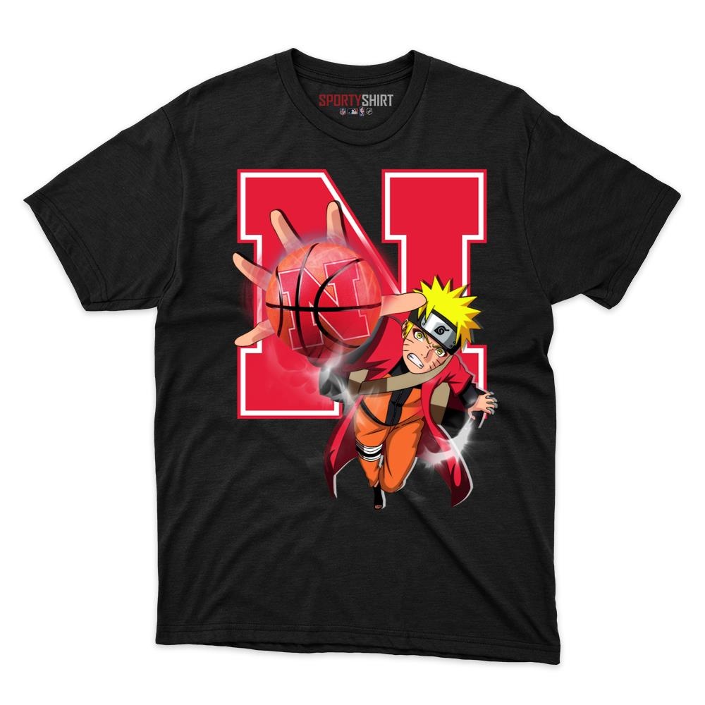 Nebraska Cornhuskers Naruto Uzumaki Unisex Cotton Tee, Anime Ninja Crossover Graphic Shirt, Fan Gift