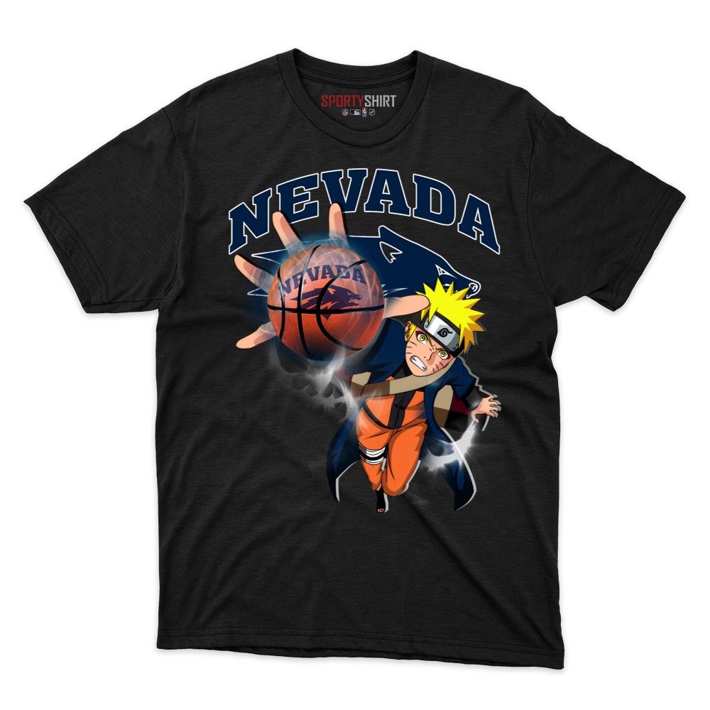 Nevada Wolf Pack Naruto Uzumaki Unisex Cotton Tee, Anime Ninja Crossover Graphic Shirt, Game Day Fan Gift