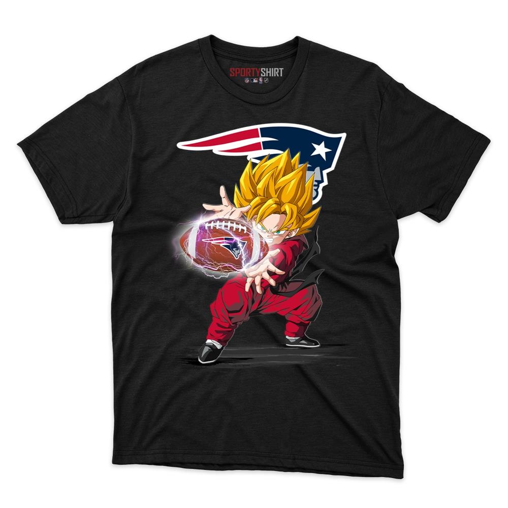 New England Patriots Goku Dragon Ball Z Unisex Cotton Tee, Anime Saiyan Graphic Shirt, Game Day Fan Gift