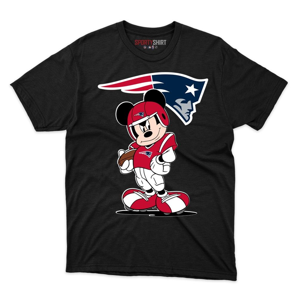 New England Patriots Cartoon Mouse Player Unisex Cotton Tee, Team Mascot Graphic Shirt, Game Day Fan Gift