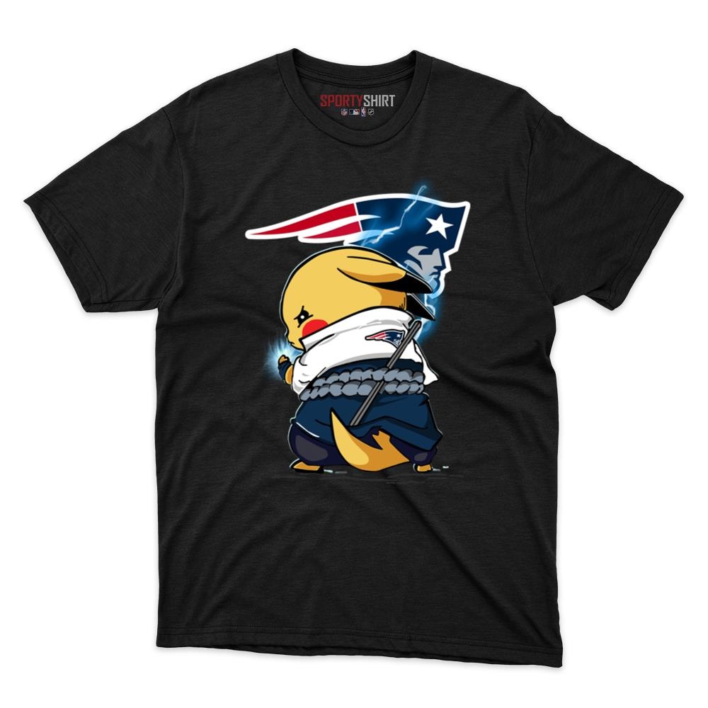 New England Patriots Pikachu Meets Sasuke Uchiha Unisex Cotton Tee, Pokemon Anime Graphic Shirt, Fan Gift