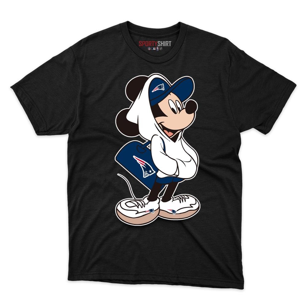 New England Patriots Mickey Mouse Unisex Cotton Tee, Disney Cartoon Crossover Graphic Shirt, Fan Gift