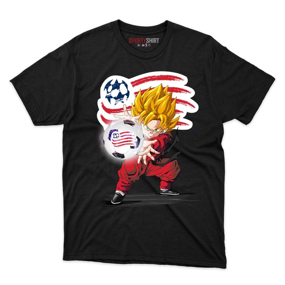 New England Revolution MLS Goku Dragon Ball Z Unisex Cotton Tee, Anime Saiyan Graphic Shirt, Fan Gift