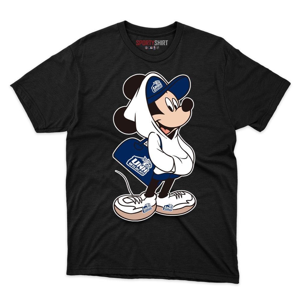 New Hampshire Wildcats Mickey Mouse Unisex Cotton Tee, Disney Cartoon Crossover Graphic Shirt, Fan Gift