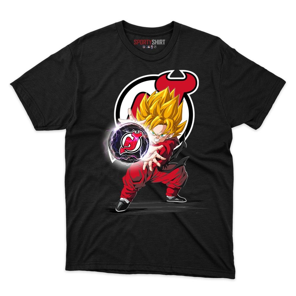 New Jersey Devils Goku Dragon Ball Z Unisex Cotton Tee, Anime Saiyan Graphic Shirt, Game Day Fan Gift