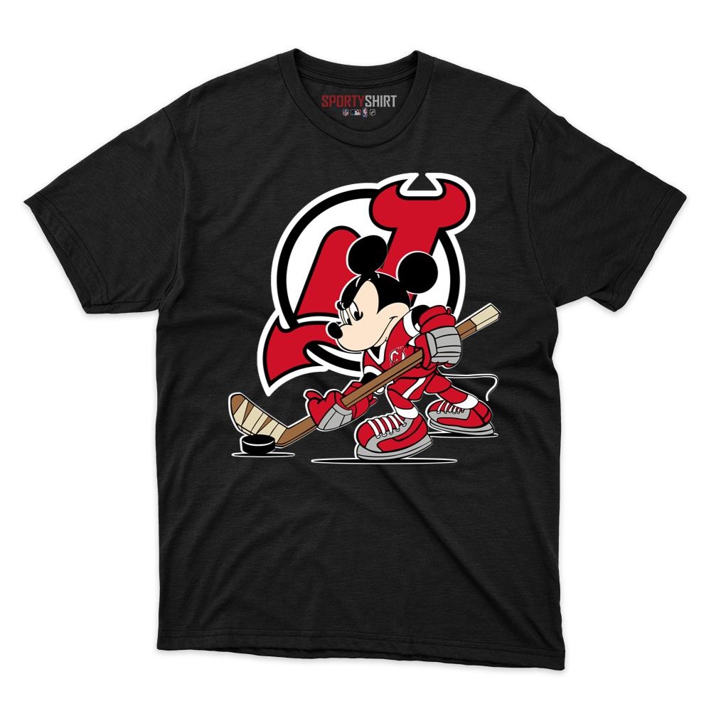 New Jersey Devils Cartoon Mouse Player Unisex Cotton Tee, Team Mascot Graphic Shirt, Game Day Fan Gift