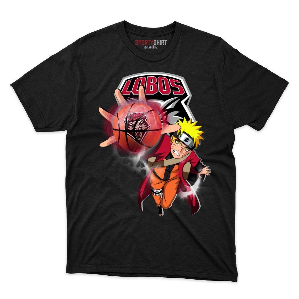 New Mexico Lobos Naruto Uzumaki Unisex Cotton Tee, Anime Ninja Crossover Graphic Shirt, Game Day Fan Gift