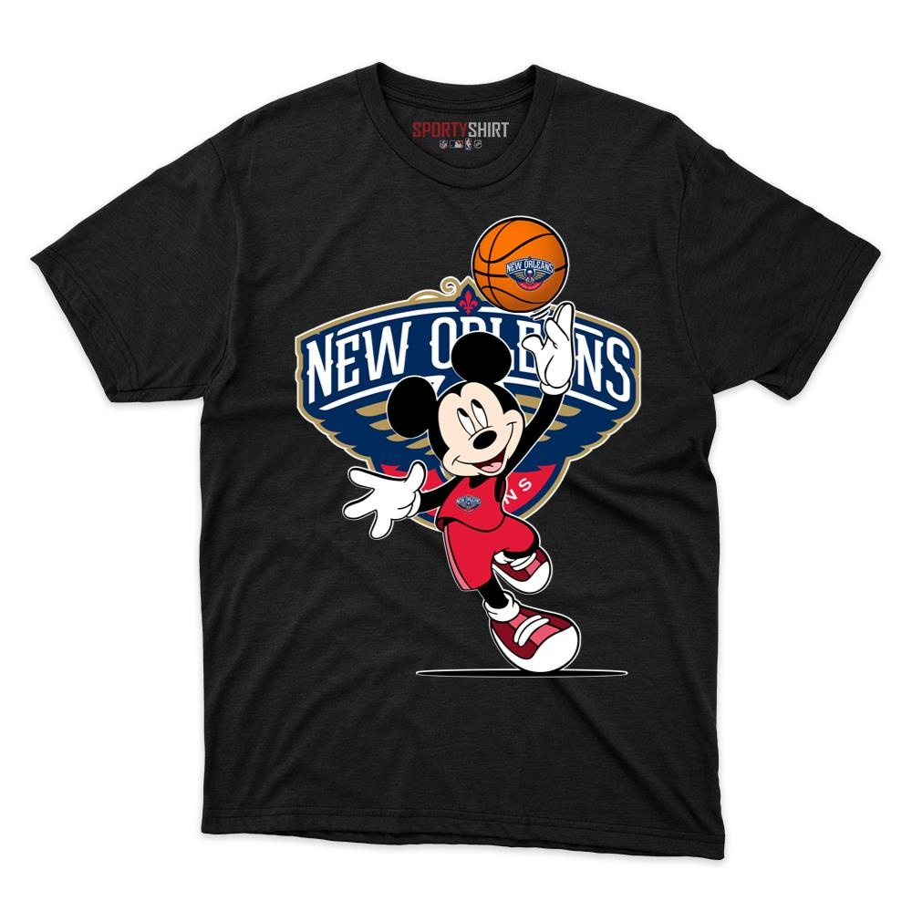 New Orleans Pelicans Cartoon Mouse Player Unisex Cotton Tee, Team Mascot Graphic Shirt, Game Day Fan Gift - photo 1