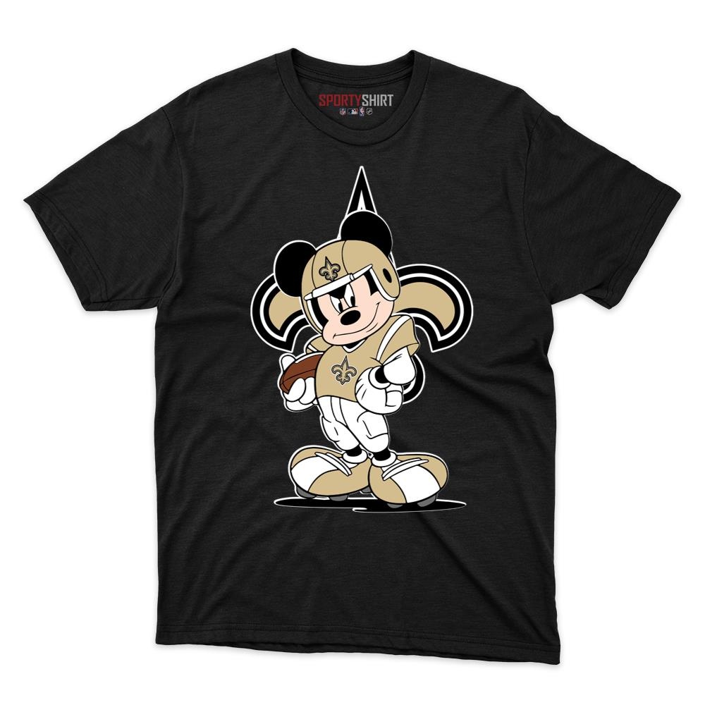 New Orleans Saints Mickey Mouse Player Unisex Cotton Graphic Tee, Disney Cartoon Football Fan Game Day Shirt
