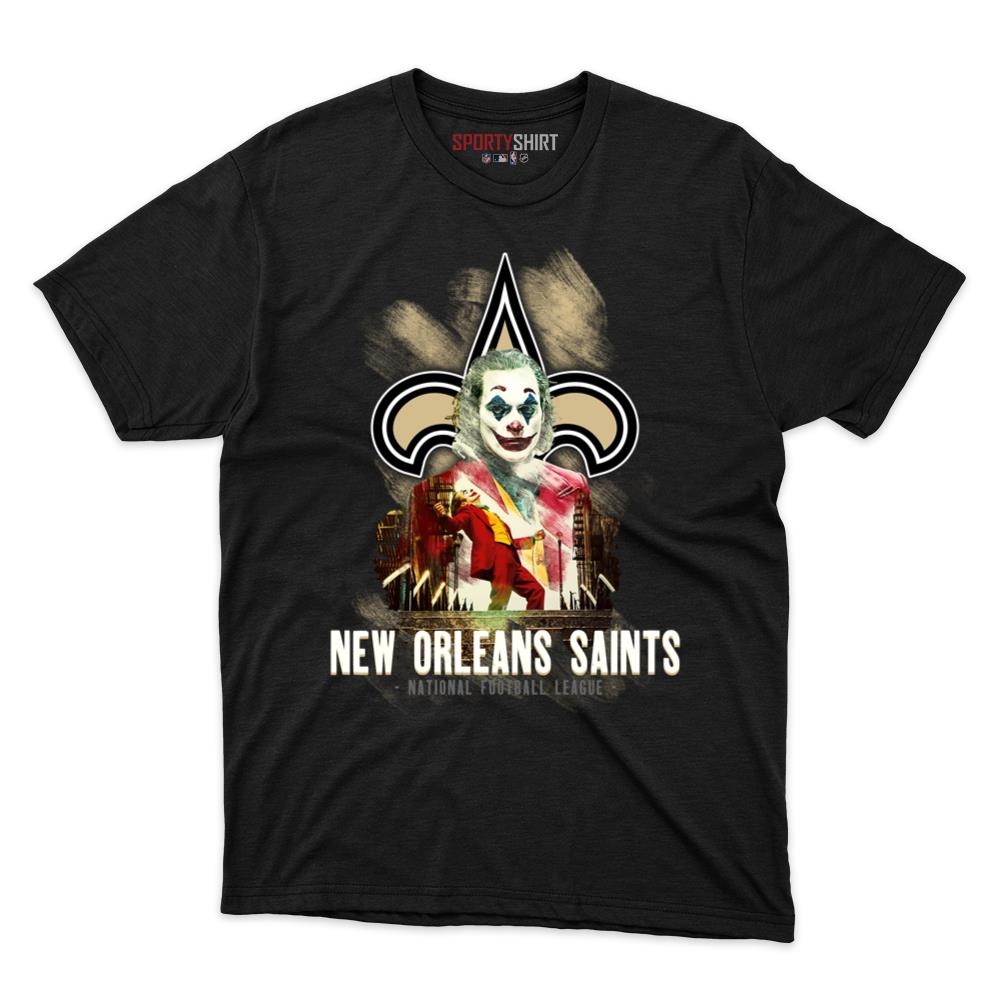 New Orleans Saints Put On A Happy Face Joker Unisex Cotton Graphic Tee, Villain Football Fan Game Day Shirt