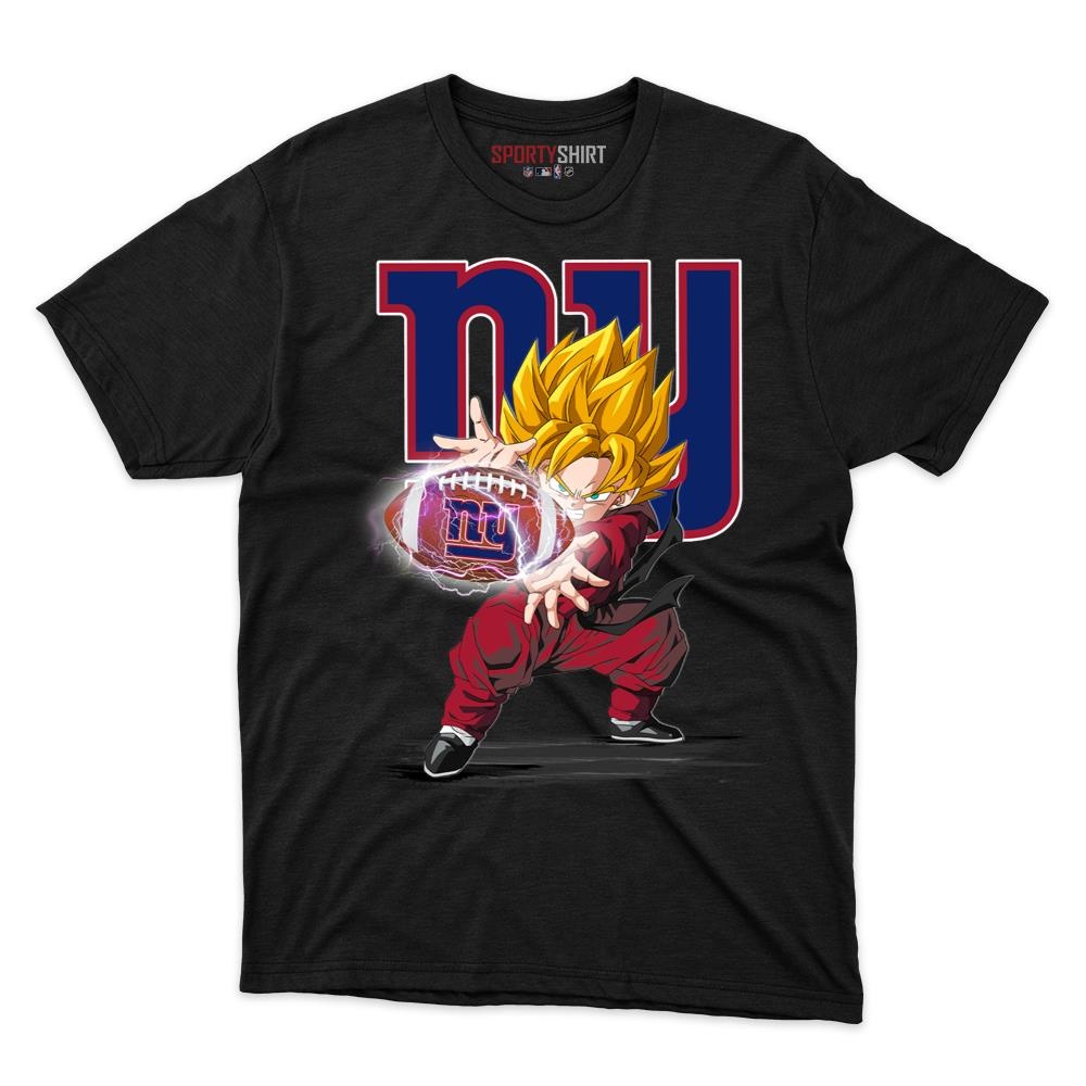 New York Giants Goku Dragon Ball Z Unisex Cotton Graphic Tee, Anime Crossover Football Fan Game Day Shirt