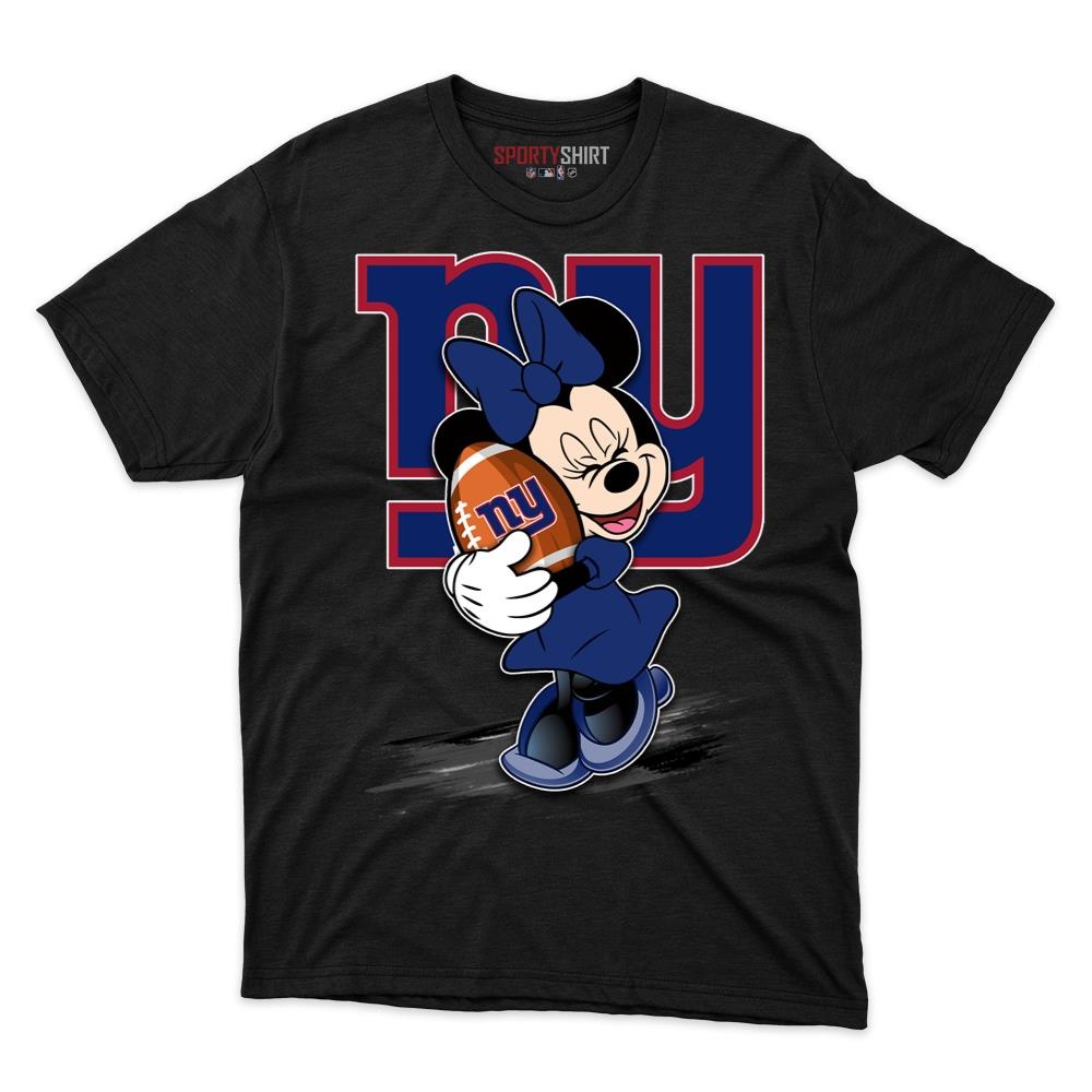 New York Giants Minnie Mouse Unisex Cotton Graphic Tee, Cute Disney Cartoon Football Fan Game Day Gift Shirt