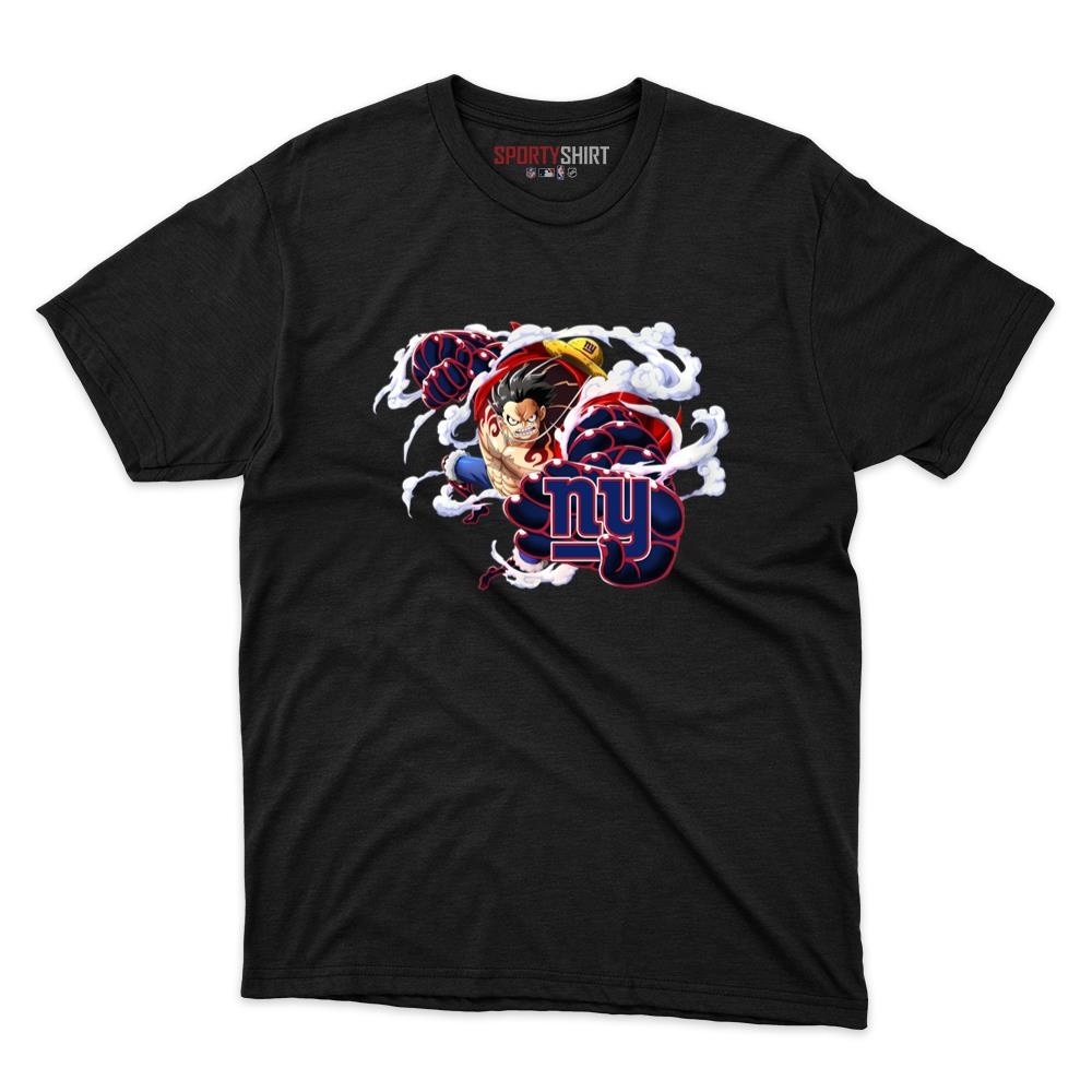 New York Giants Monkey D Luffy Gear 5 One Piece Unisex Cotton Graphic Tee, Anime Football Fan Game Day Shirt