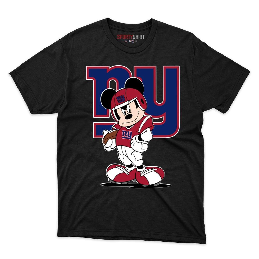 New York Giants Mickey Mouse Player Unisex Cotton Graphic Tee, Disney Cartoon Football Fan Game Day Shirt