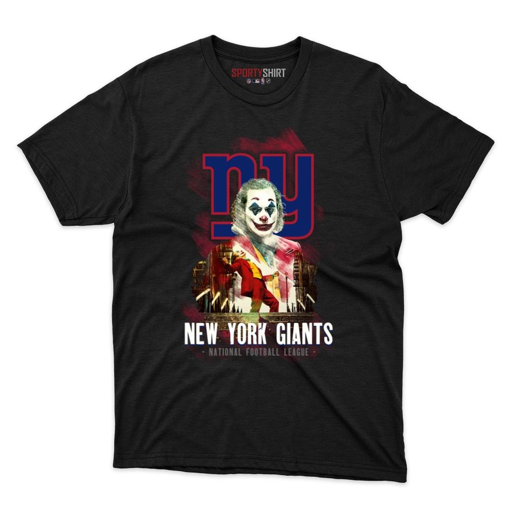 New York Giants Put On A Happy Face Joker Unisex Cotton Graphic Tee, Villain Football Fan Game Day Shirt