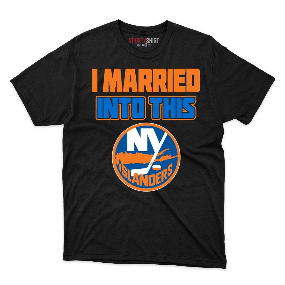 New York Islanders I Married Into This Unisex Cotton Graphic Tee, Funny Hockey In-Law Fan Gift Game Day Shirt
