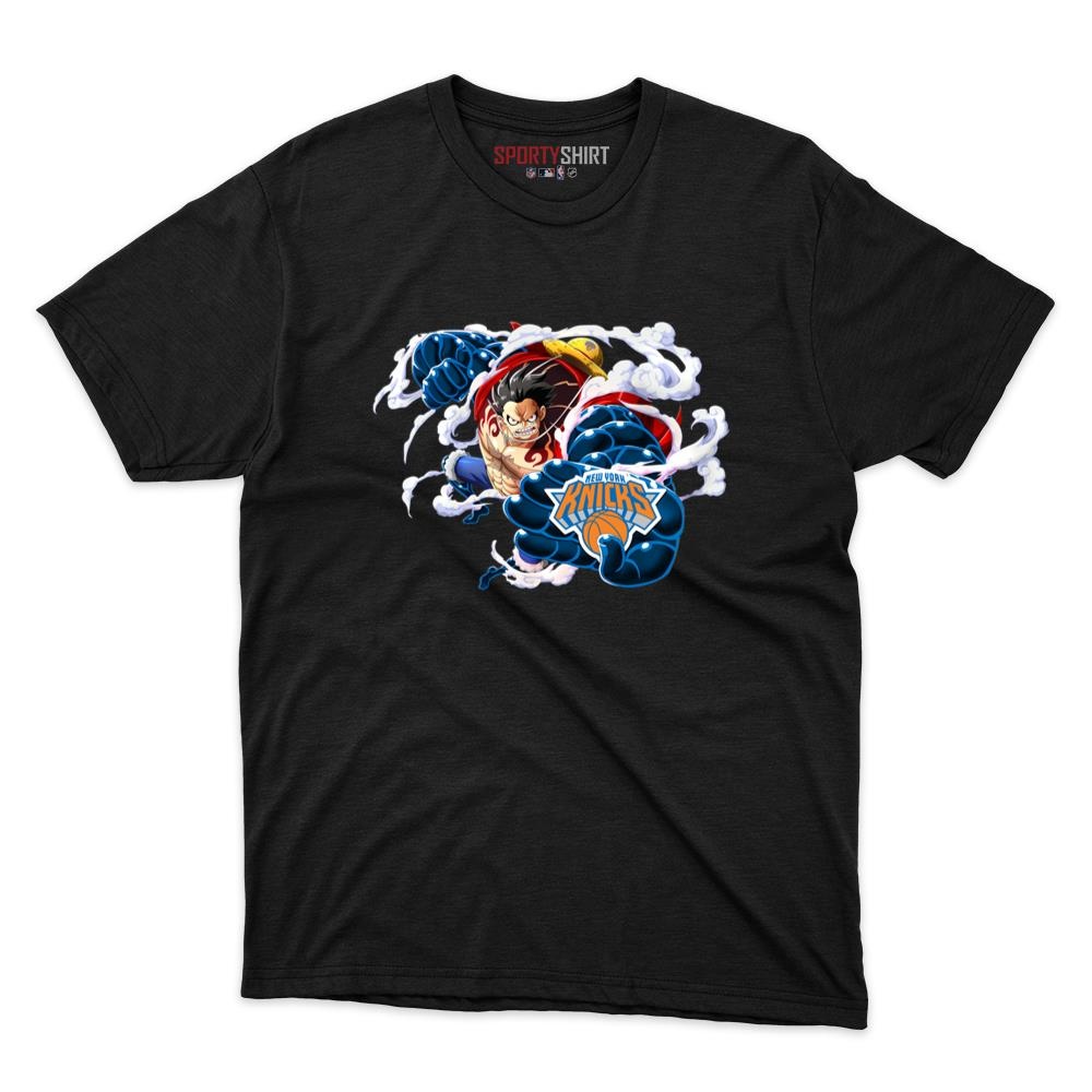 New York Knicks Monkey D Luffy Gear 5 One Piece Unisex Cotton Graphic Tee, Anime Basketball Fan Game Day Shirt