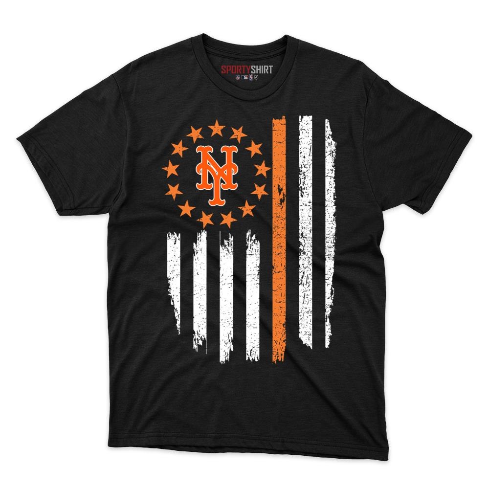 New York Mets Betsy Ross Flag Unisex Cotton Graphic Tee, Patriotic American Baseball Fan Game Day Shirt