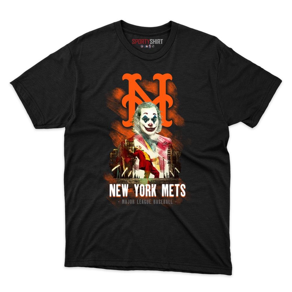 New York Mets Put On A Happy Face Joker Unisex Cotton Graphic Tee, Villain Baseball Fan Game Day Shirt