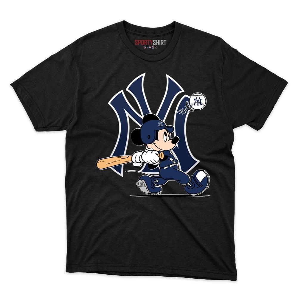New York Yankees Mouse Player Unisex Cotton Graphic Tee, Cartoon Mascot Crossover Shirt for Game Day Fans - photo 1