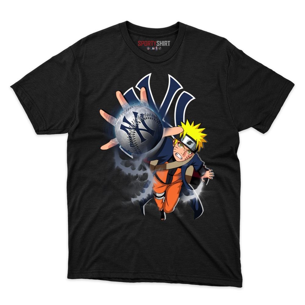 New York Yankees Naruto Shinobi Unisex Cotton Graphic Tee, Hidden Leaf Ninja Crossover Shirt, Game Day