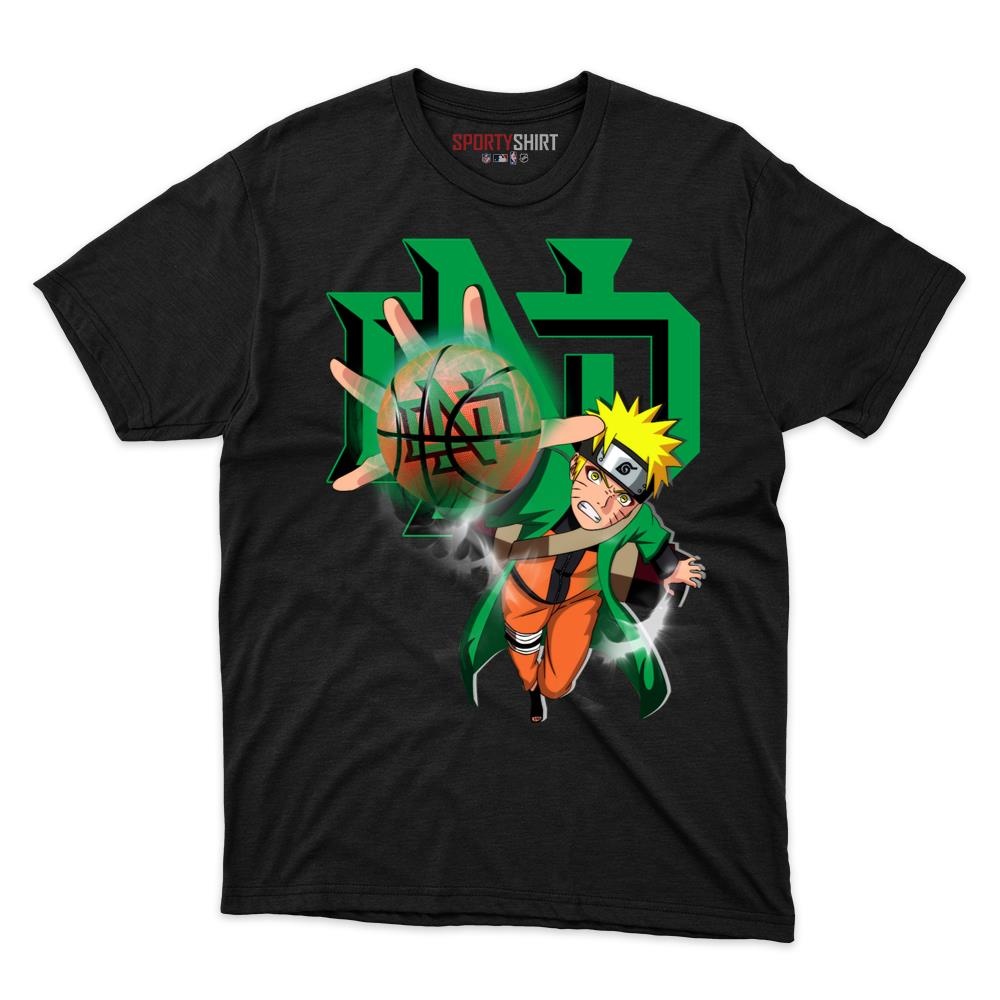 North Dakota Fighting Hawks Naruto Shinobi Unisex Cotton Graphic Tee, Konoha Ninja Crossover Shirt