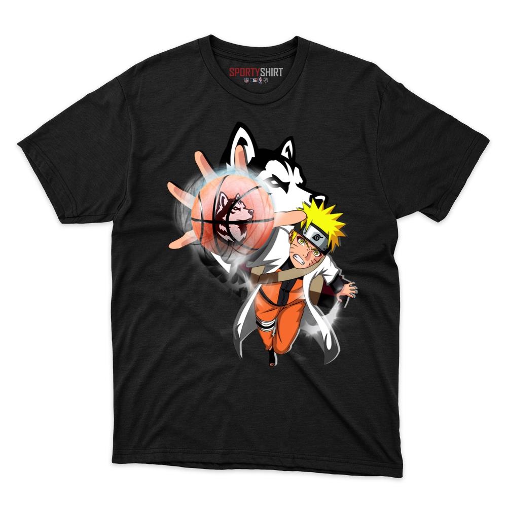 Northeastern Huskies Naruto Shinobi Unisex Cotton Graphic Tee, Hidden Leaf Ninja Crossover Shirt, Game Day