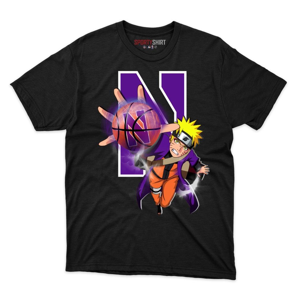 Northwestern Wildcats Naruto Ninja Unisex Cotton Graphic Tee, Konoha Anime Crossover Shirt, Game Day Gift - photo 1