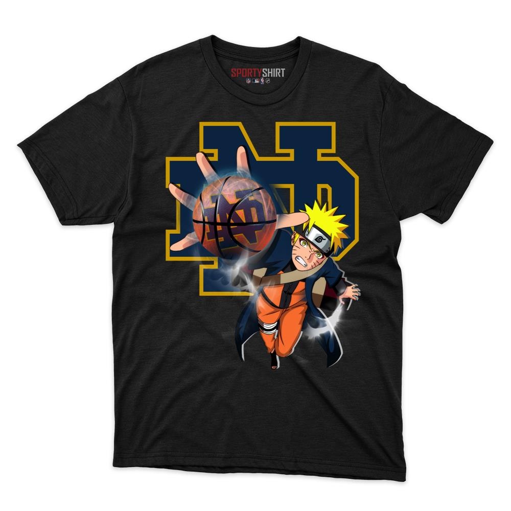 Notre Dame Fighting Irish Naruto Shinobi Unisex Cotton Graphic Tee, Konoha Ninja Crossover Shirt