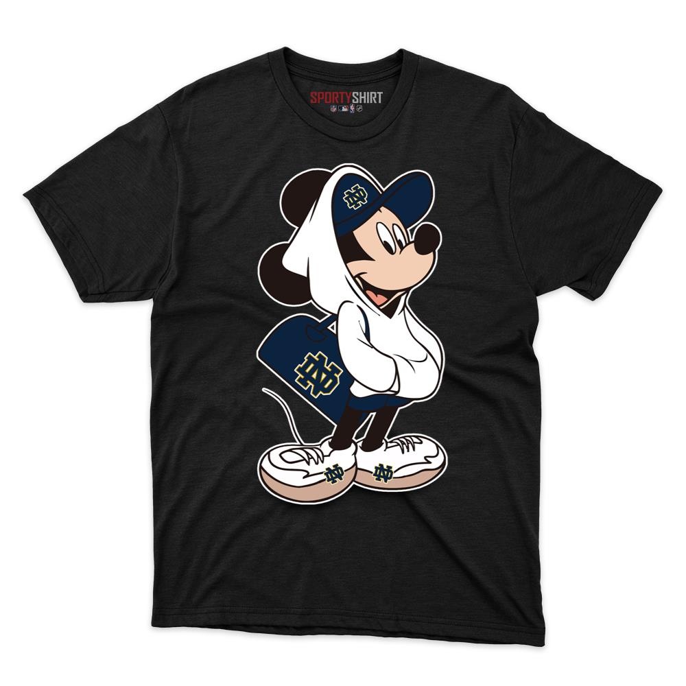 Notre Dame Fighting Irish Mickey Mouse Unisex Cotton Graphic Tee, Disney Cartoon Crossover Shirt