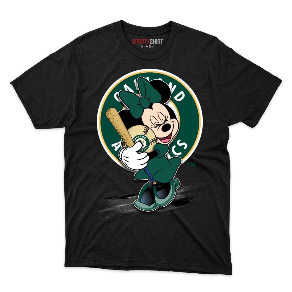 Oakland Athletics Minnie Mouse Unisex Cotton Graphic Tee, Disney Cartoon Crossover Shirt, Game Day Fan Gift