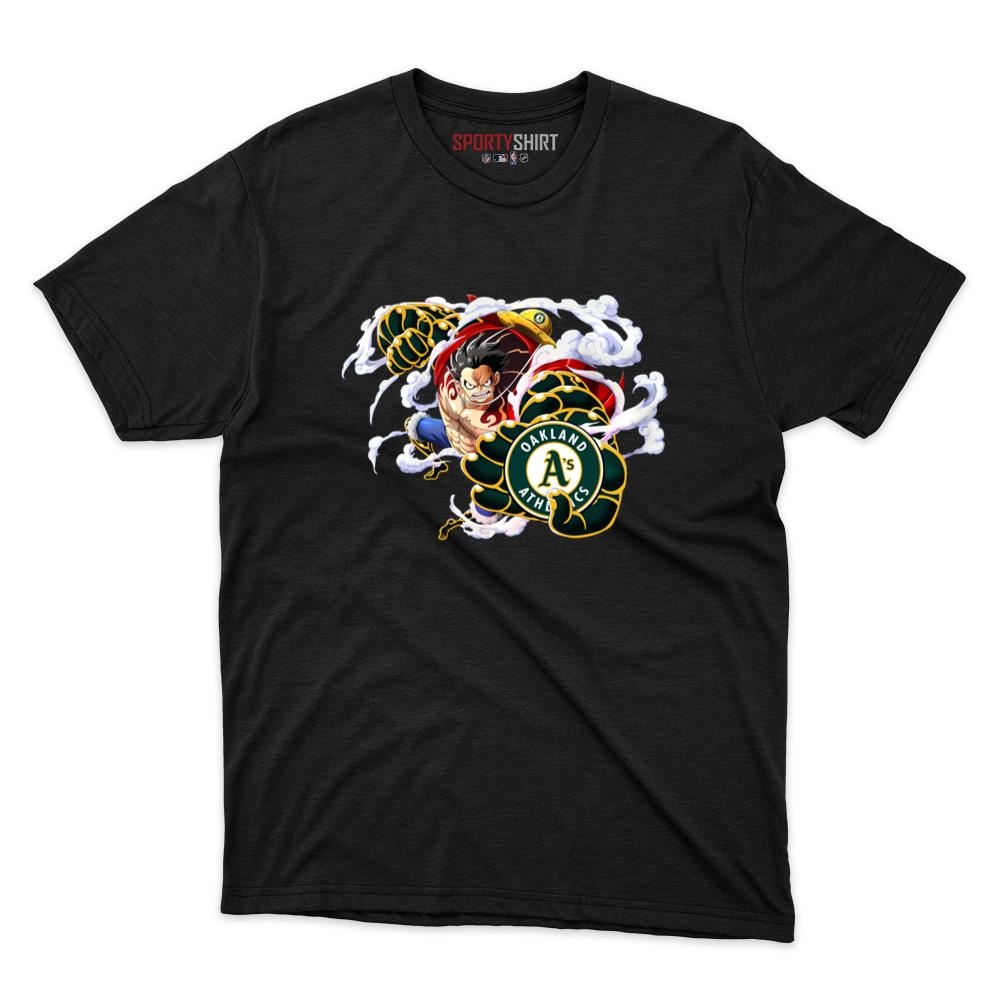 Oakland Athletics Monkey D Luffy Gear Unisex Cotton Graphic Tee, One Piece Pirate King Anime Shirt