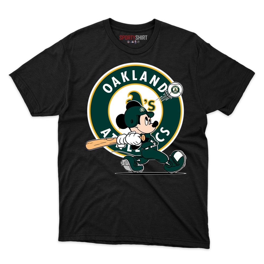 Oakland Athletics Mouse Player Unisex Cotton Graphic Tee, Cartoon Mascot Crossover Shirt for Game Day Fans