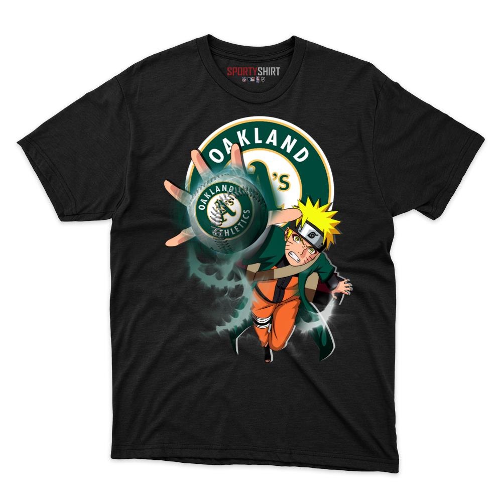 Oakland Athletics Naruto Shinobi Unisex Cotton Graphic Tee, Hidden Leaf Ninja Crossover Shirt, Game Day