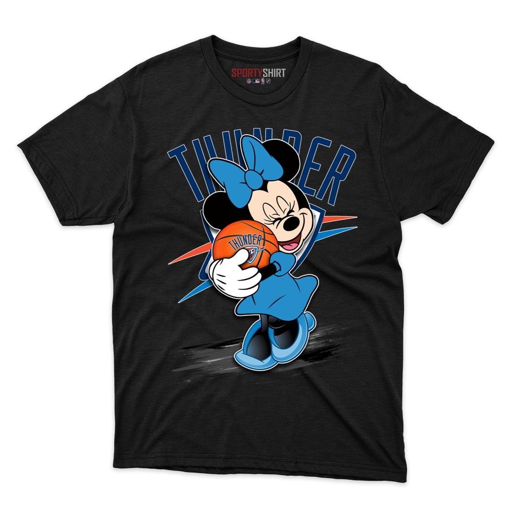 Oklahoma City Thunder Minnie Mouse Unisex Cotton Graphic Tee, Disney Cartoon Crossover Shirt, Game Day