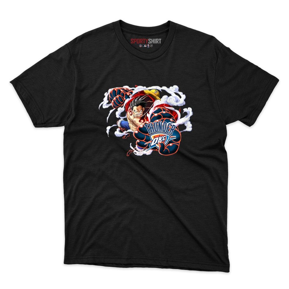 Oklahoma City Thunder Monkey D Luffy Gear Unisex Cotton Graphic Tee, One Piece Pirate King Anime Shirt