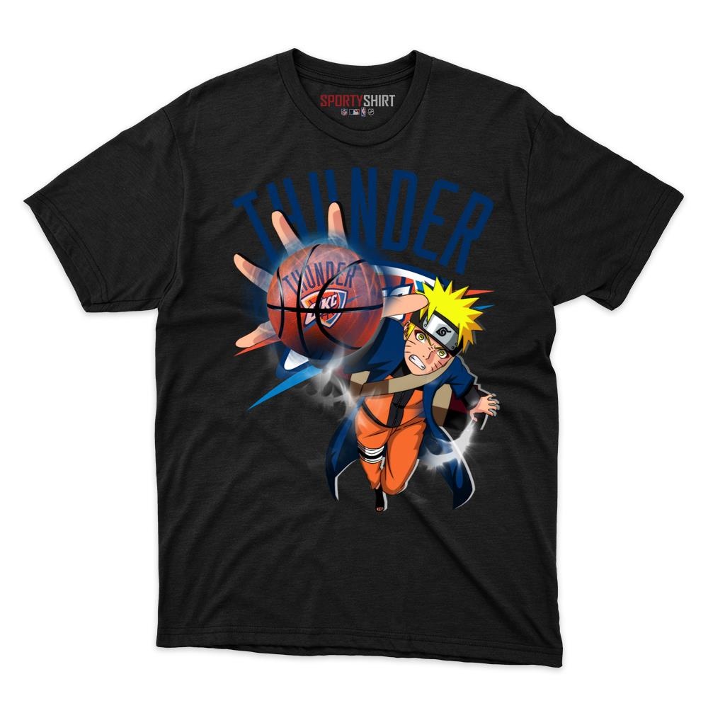 Oklahoma City Thunder Naruto Shinobi Unisex Cotton Graphic Tee, Hidden Leaf Ninja Crossover Shirt, Game Day