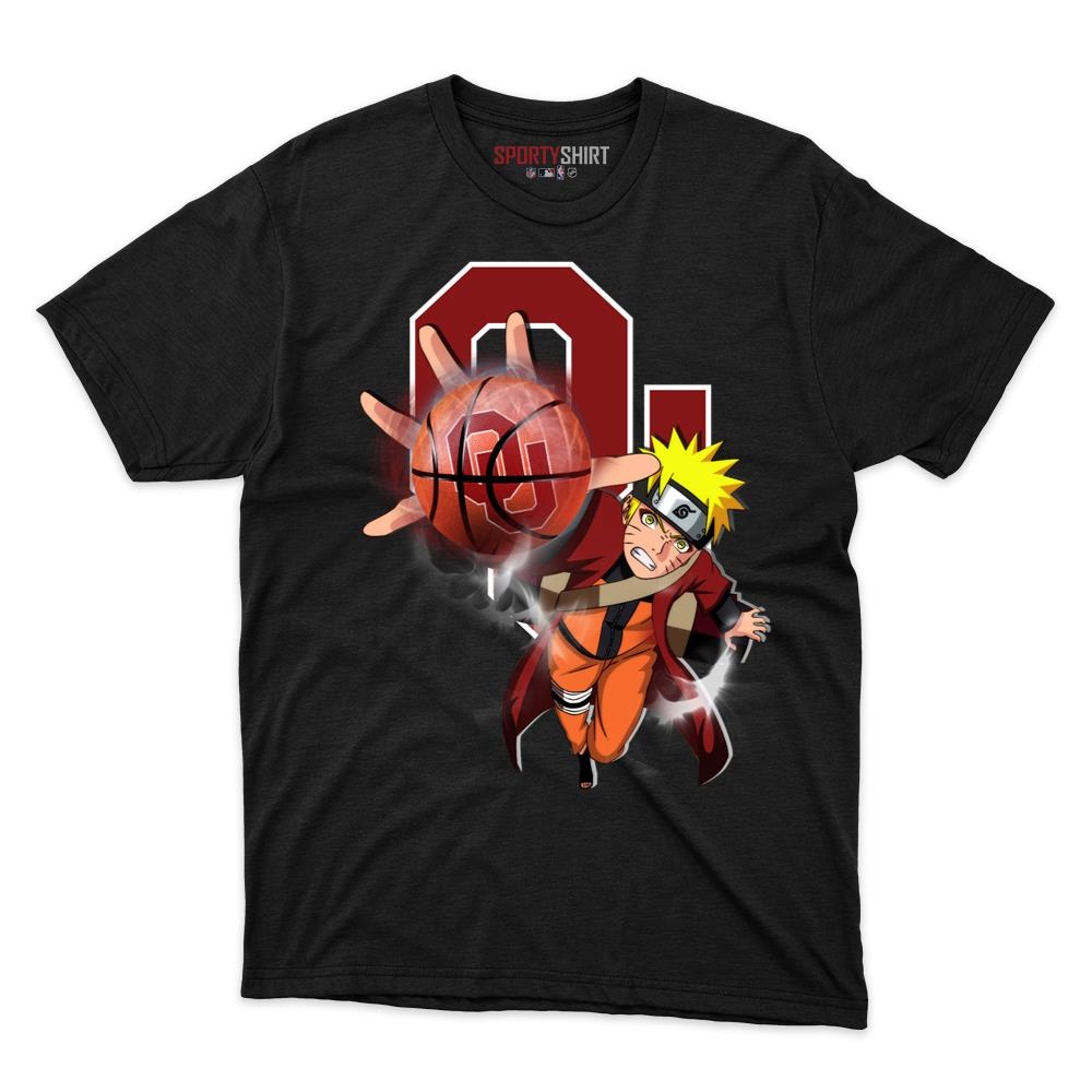 Oklahoma Sooners Naruto Shinobi Unisex Cotton Graphic Tee, Hidden Leaf Ninja Crossover Shirt, Game Day
