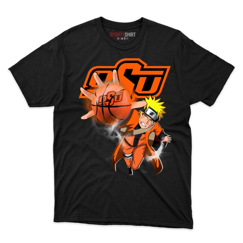 Oklahoma State University Athletics Naruto Ninja Unisex Cotton Graphic Tee, Konoha Anime Crossover Shirt