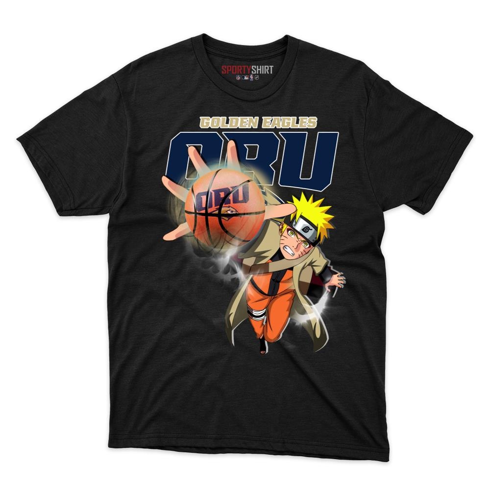 Oral Roberts Golden Eagles Naruto Shinobi Unisex Cotton Graphic Tee, Konoha Ninja Crossover Shirt