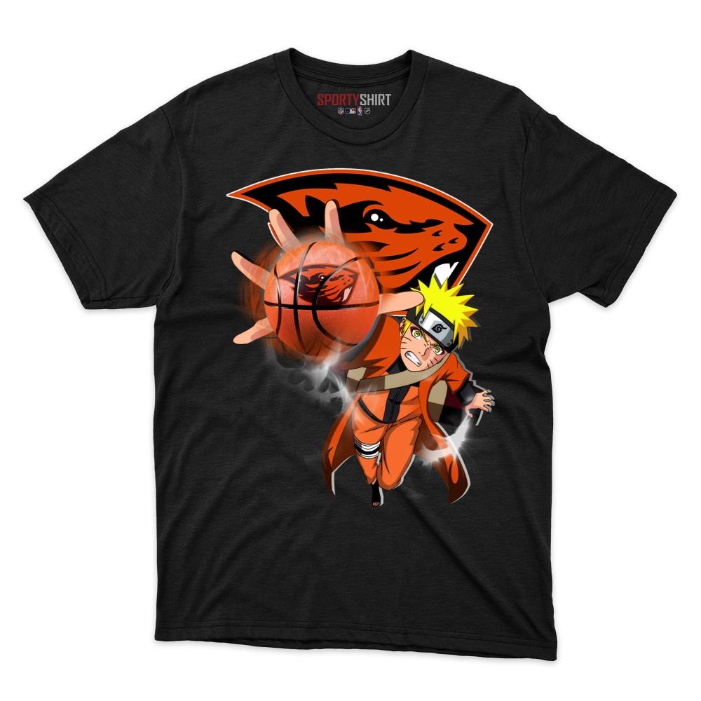Oregon State Beavers Naruto Ninja Unisex Cotton Graphic Tee, Hidden Leaf Anime Crossover Shirt, Game Day