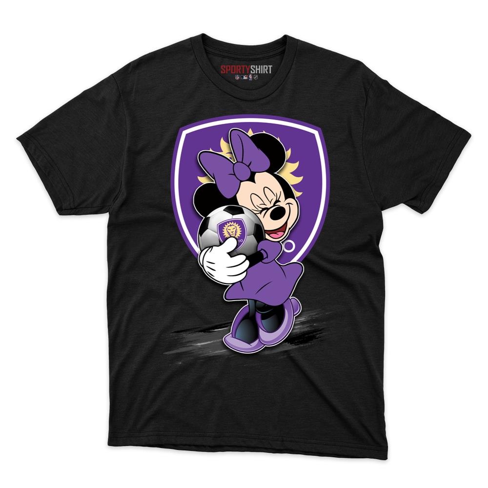 Orlando City SC MLS Minnie Mouse Unisex Cotton Graphic Tee, Disney Cartoon Soccer Crossover Shirt, Game Day