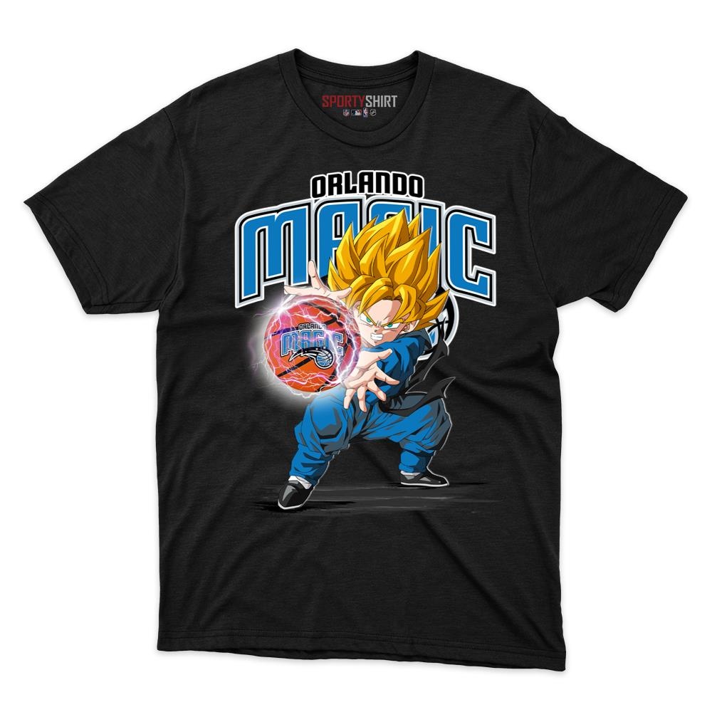 Orlando Magic Goku Dragon Ball Z Unisex Cotton Graphic Tee, Super Saiyan Anime Crossover Shirt for Fans